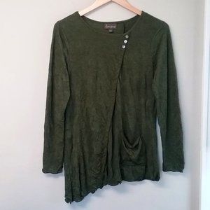 Apropos Asymmetrical Green Crinkle Pocket Tunic Top Size S NWOT